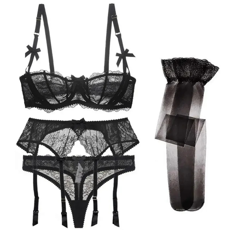 New 2025 Luxury Half Cup Lace  - Lace Bralette Set 评论和价格