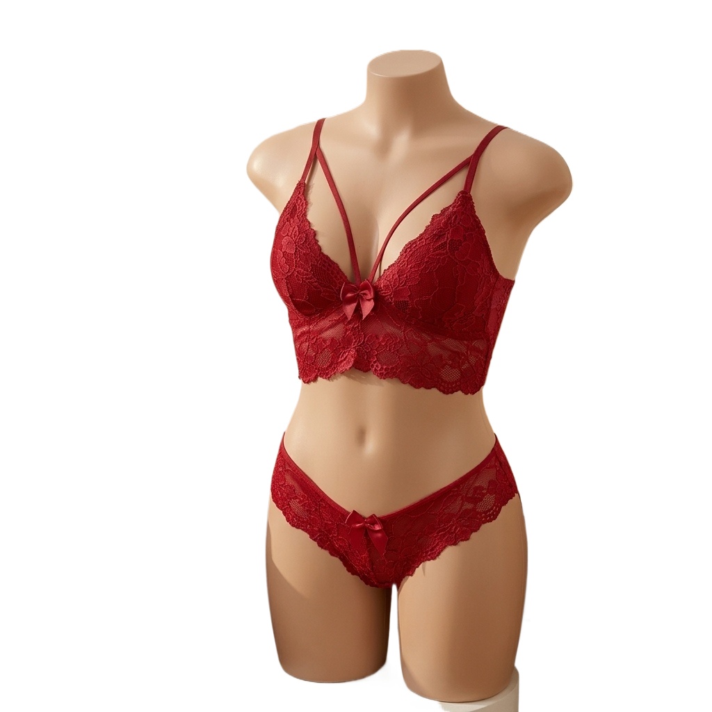 Floral Lace Two Piece Underwea - Lace Bralette Set 评论和价格